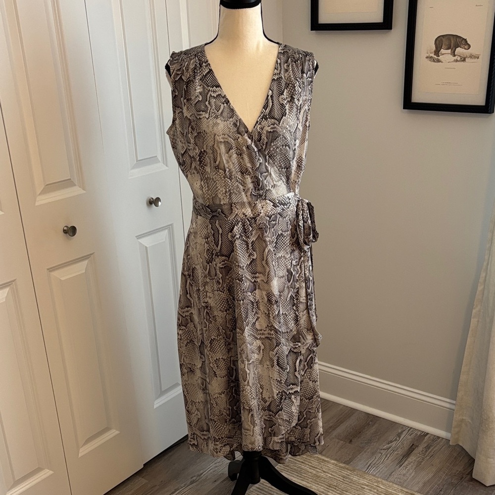 WHBM Elegant Snake Print Wrap Dress NWT